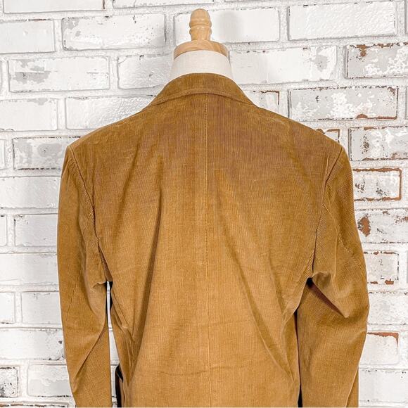 Vintage 70s Pioneer Wear Tan Brown Corduroy Casual Two Button Suit Jacket - Picture 7 of 14